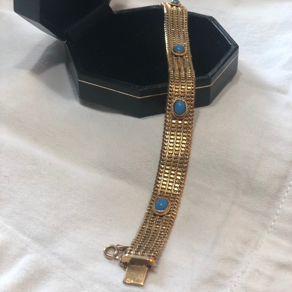 Elegant And Unique Design 22k Real Gold Bracelet with Blue Accents
